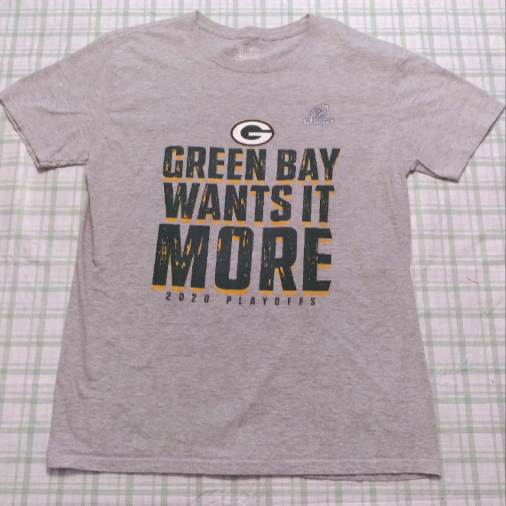 Green Bay Packers Fanatics 2020 Playoff Run "Wants It More" Large T-shirt. *EUC*